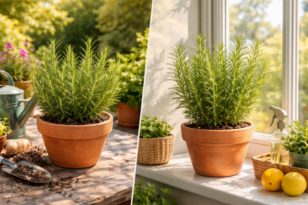 How to Care for Rosemary in a Pot Without Killing It 3 Sun is not optional: where to place your pot so rosemary actually acts like rosemary