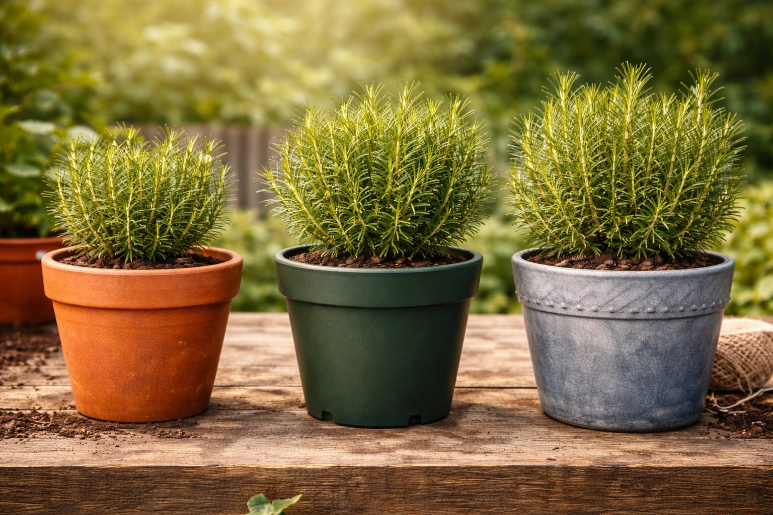 What Size Pot for Rosemary? The Simple Pot Rule That Actually Works 4 Terracotta, plastic, and glazed ceramic pots compared for rosemary growing