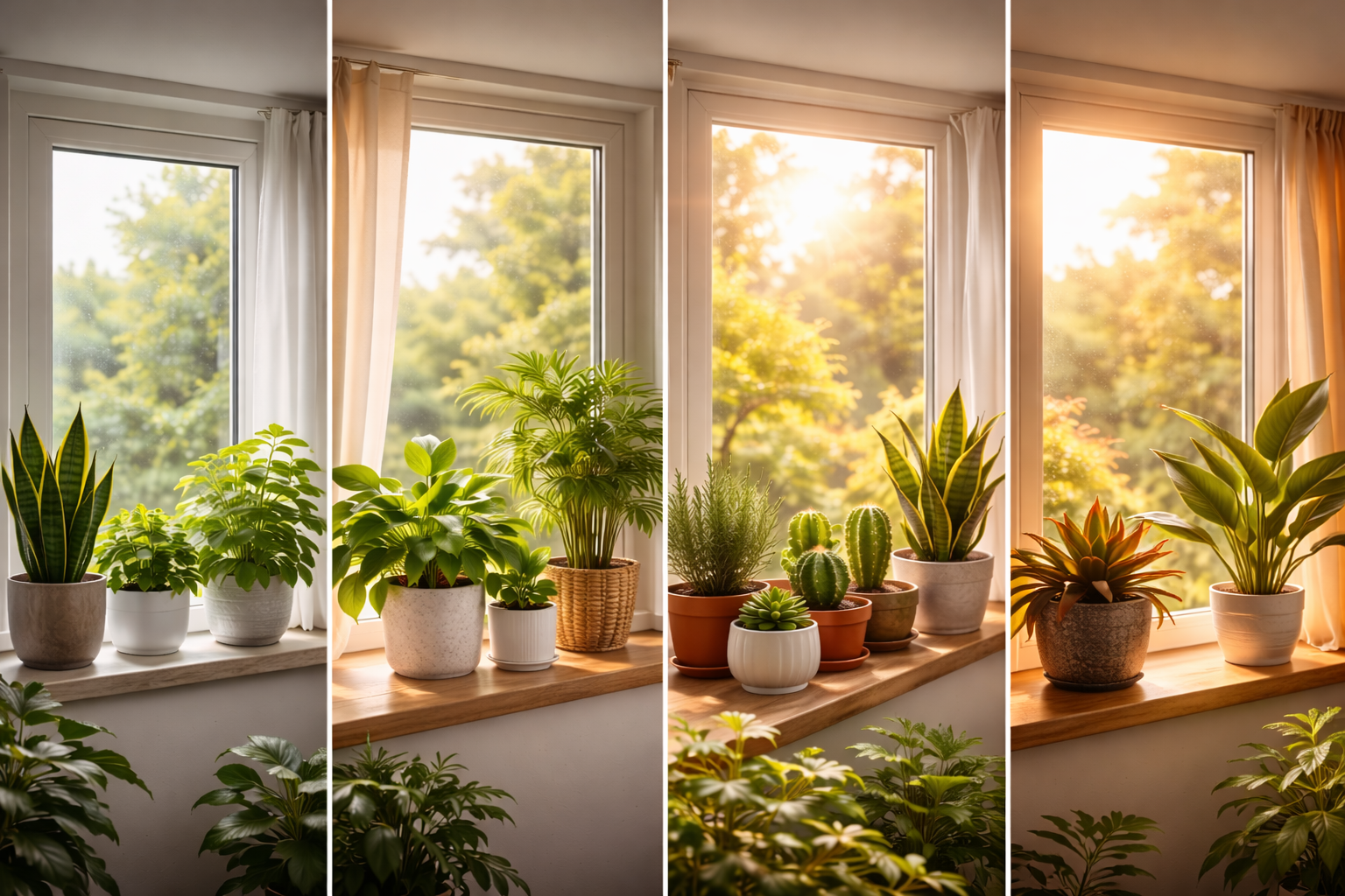 Best Facing Window for Plants? The Right Answer by Plant Type 3 Indoor room showing plant light differences by north, east, south, and west windows
